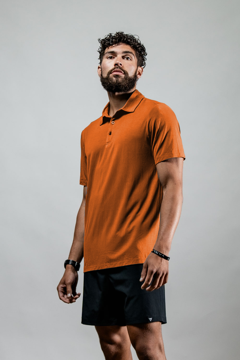 Varlo Men's Terra Recovery Polo in Sunfire Clay, view 5