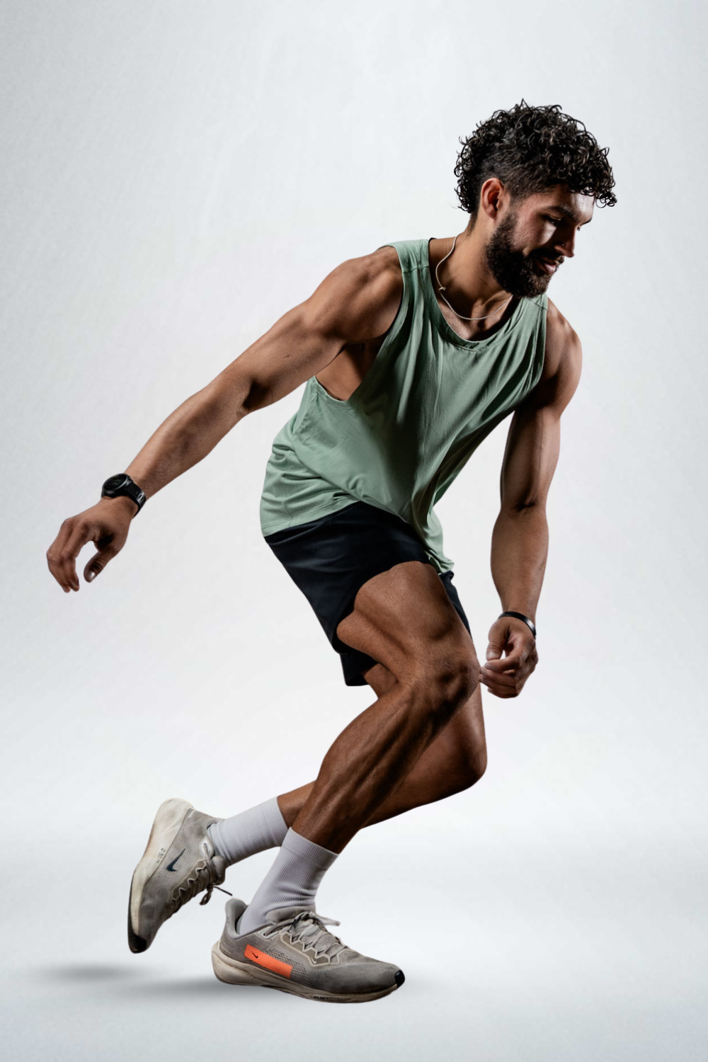 Varlo Men's Terra Recovery Tank in Low Light Olive, view 10