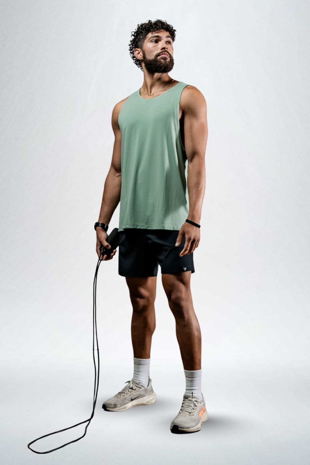 Varlo Men's Terra Recovery Tank in Low Light Olive, view 12