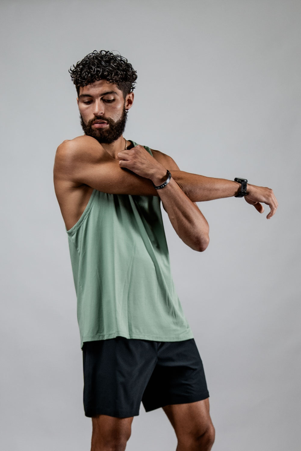 Varlo Men's Terra Recovery Tank in Low Light Olive, view 4