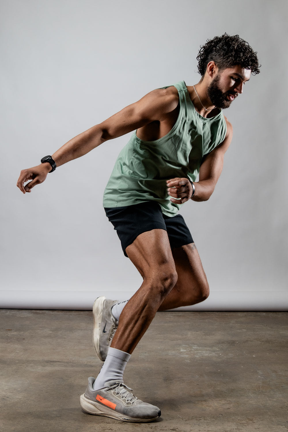 Varlo Men's Terra Recovery Tank in Low Light Olive, view 6