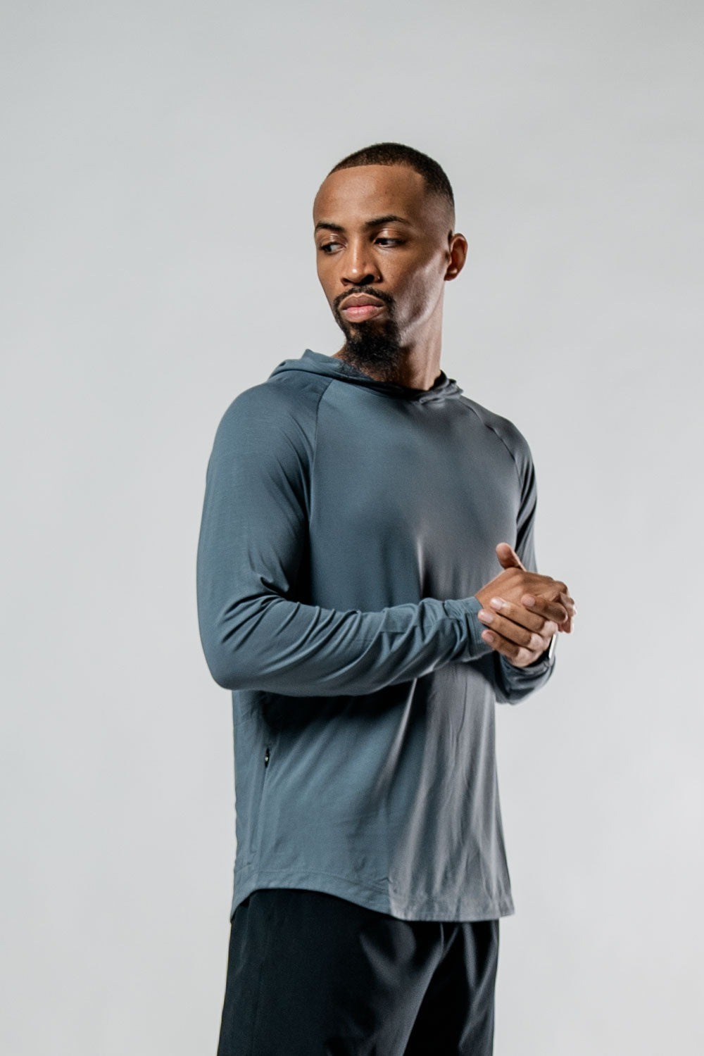 Varlo Men's Terra Recovery Element Hoodie Shirt in Ash Gray, view 10