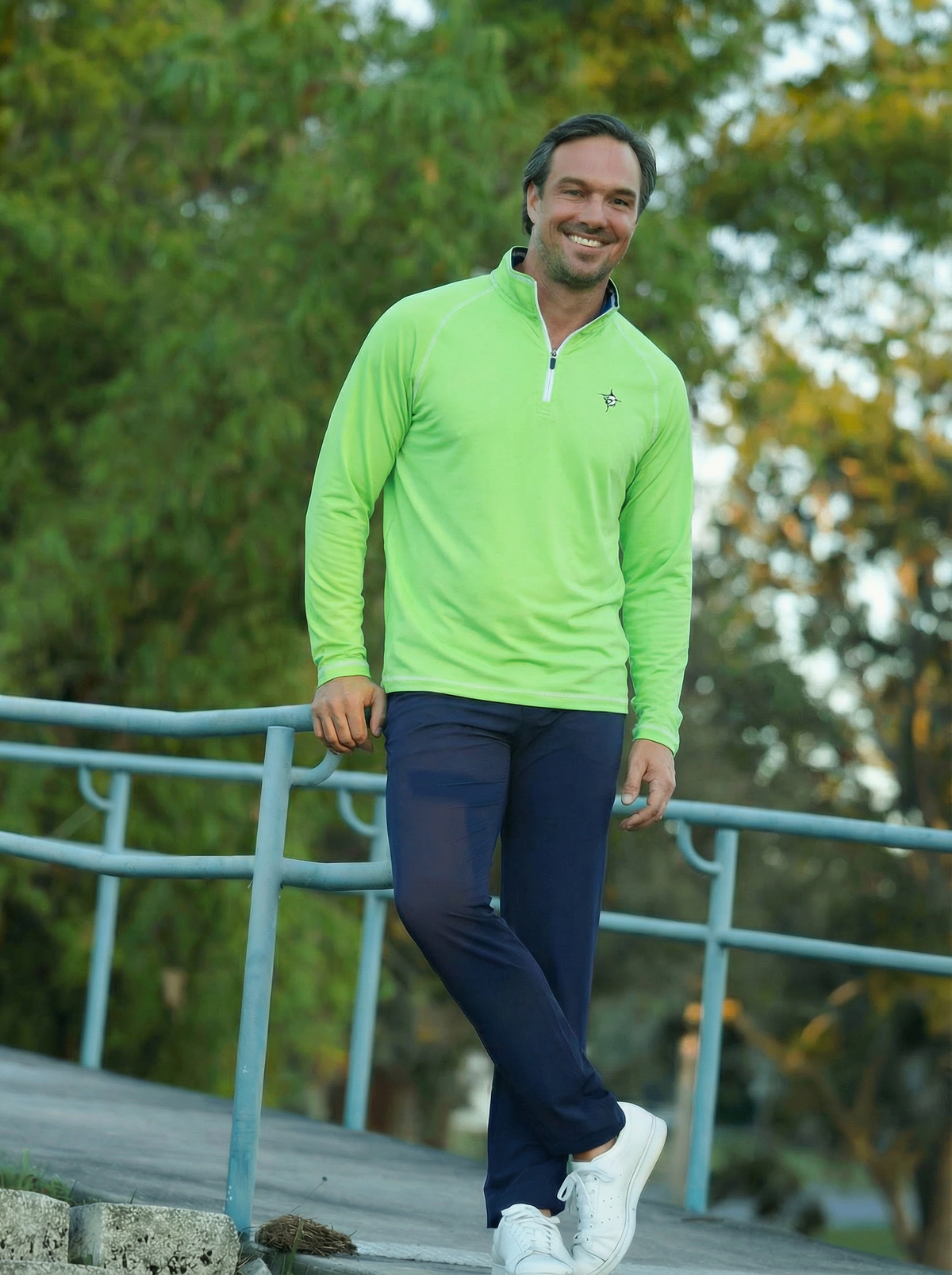 White Water Life New Harbor Quarter Zip in Green, view 2
