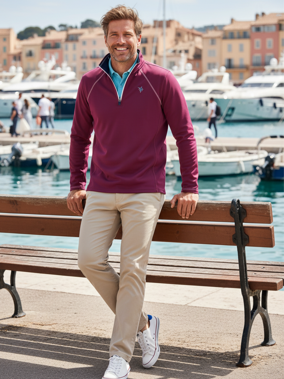 White Water Life New Harbor Quarter Zip in Plum, view 2
