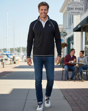 White Water Life New Harbor Quarter Zip in Black, view 2