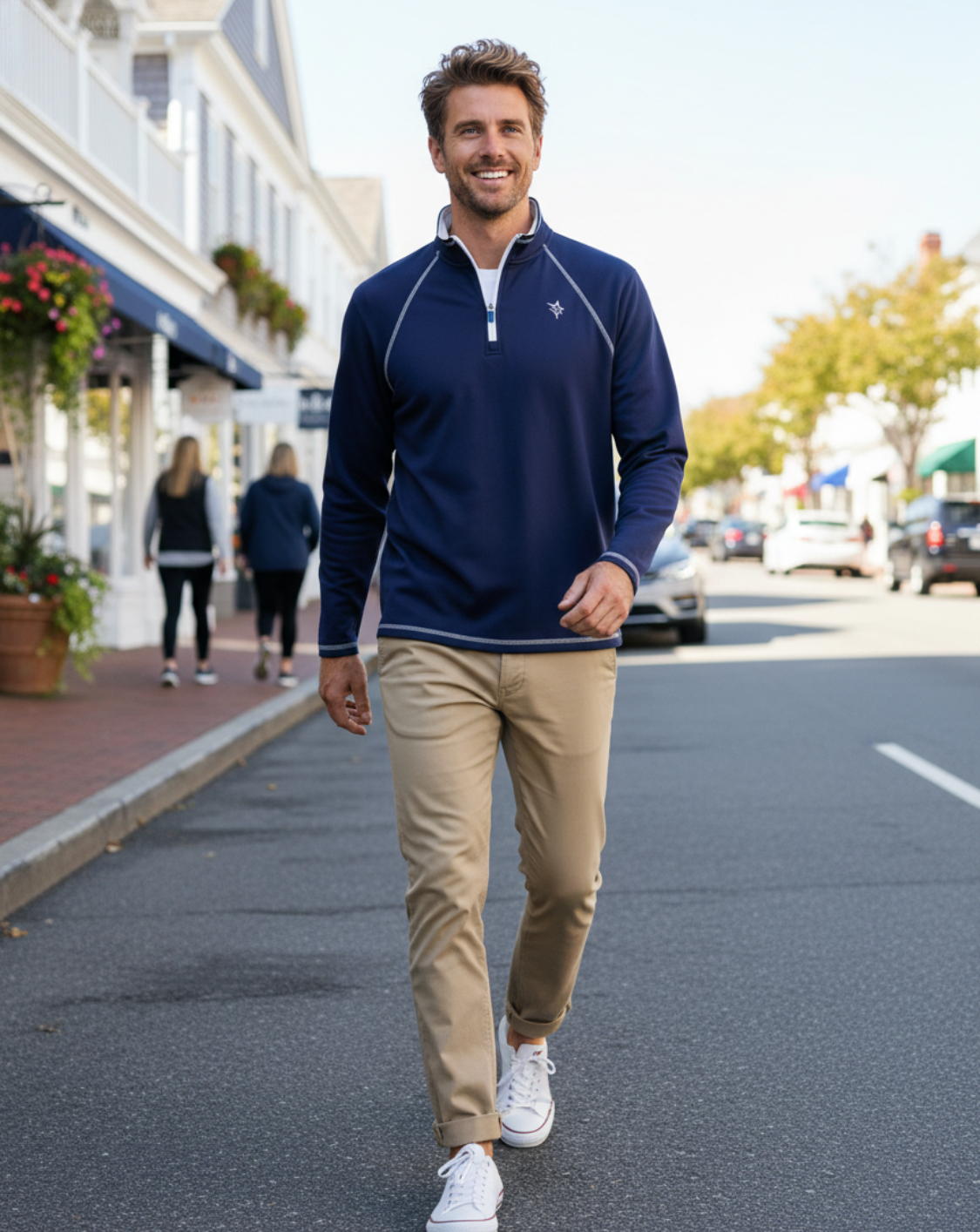 White Water Life New Harbor Quarter Zip in Navy, view 2