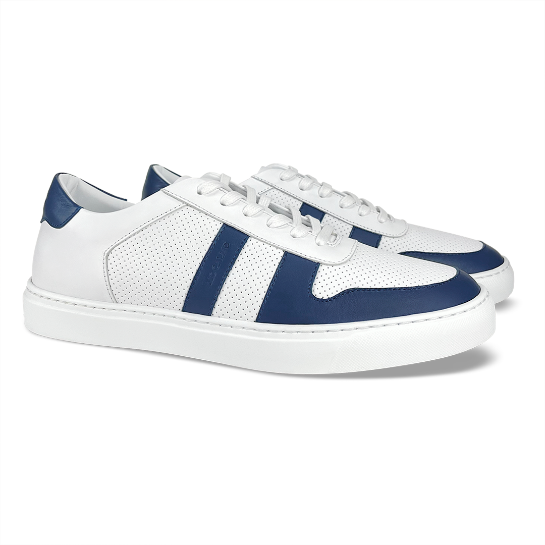 MOCALMO Men's Otello Leather Sneaker in Blue, view 3