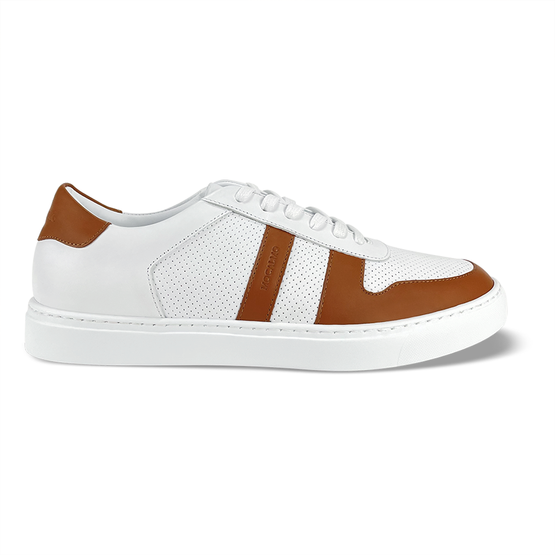 MOCALMO Men's Otello Leather Sneaker in Light Brown