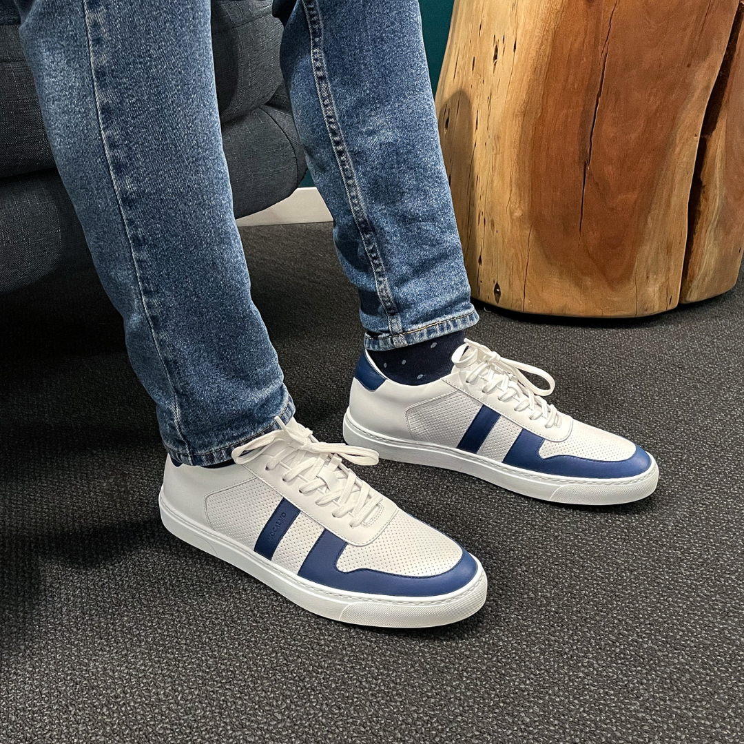 MOCALMO Men's Otello Leather Sneaker in Blue, view 7