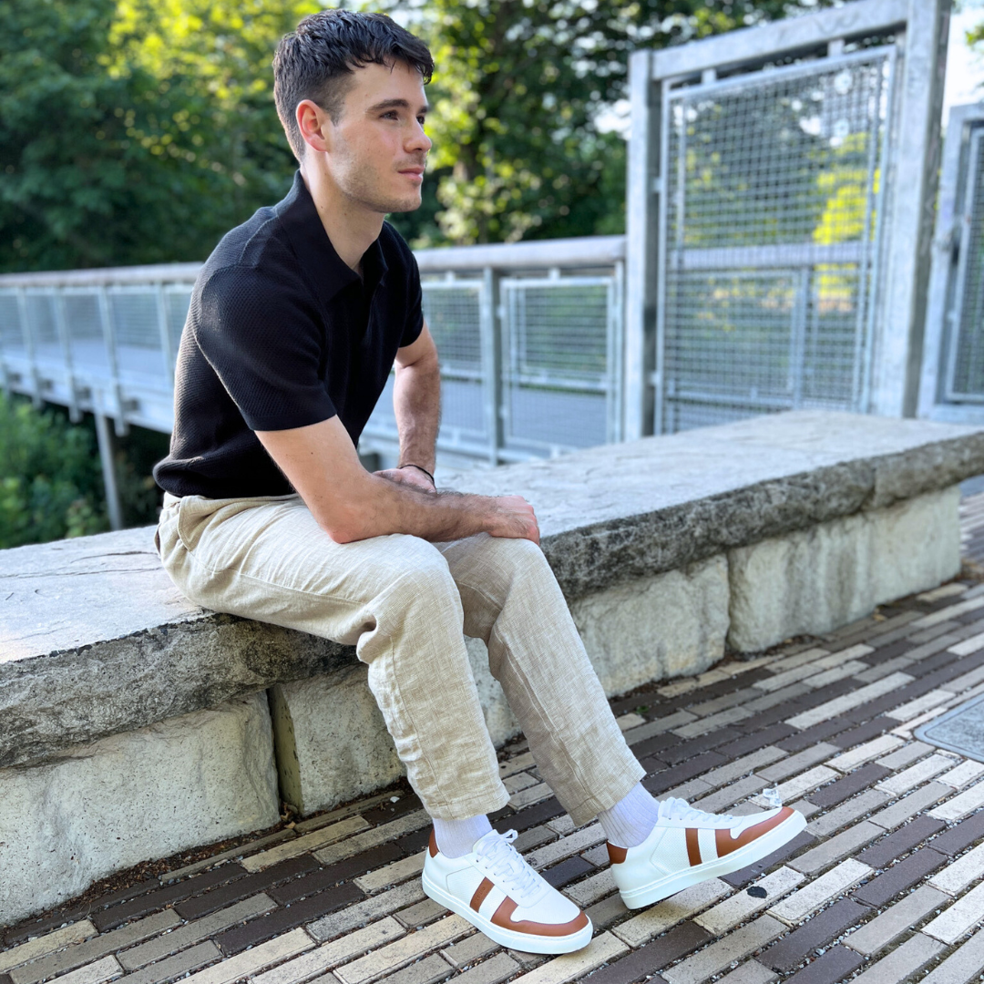 MOCALMO Men's Otello Leather Sneaker in Light Brown, view 8