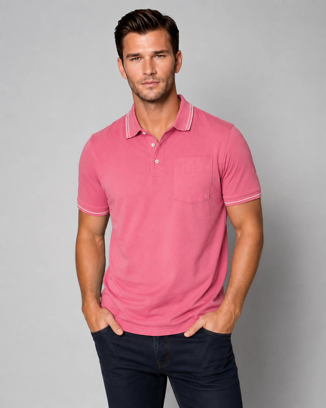 Buki Men's Pocket Polo in Pink