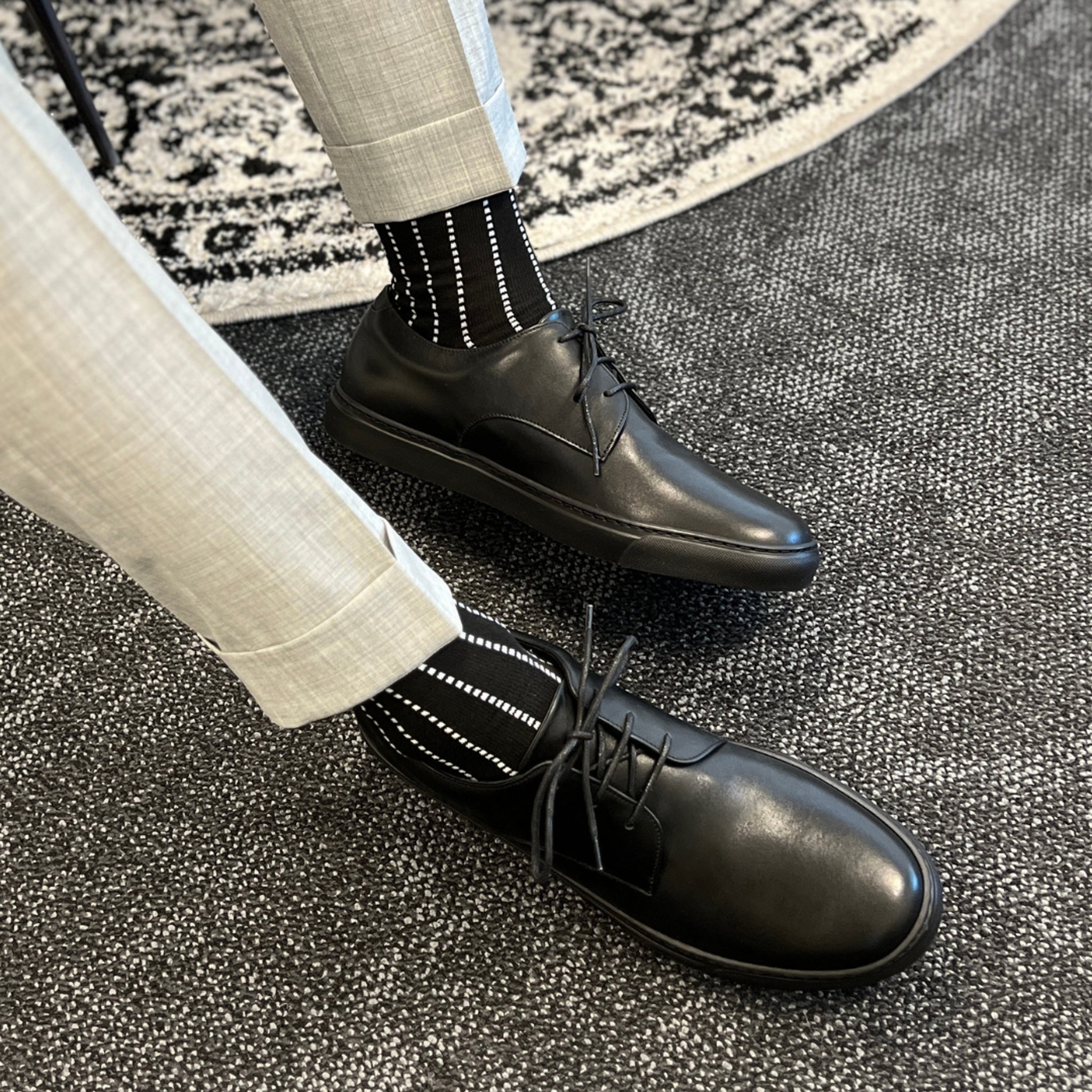 MOCALMO Men's Rodolfo Derby Sneaker in Black, view 2