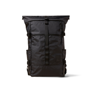 The Brown Buffalo Rolltop roll top backpack in Black Grid, view 2