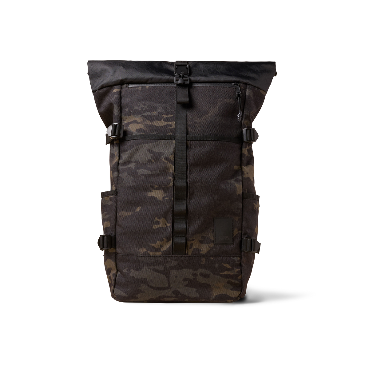 The Brown Buffalo Rolltop roll top backpack in Black Multicam, view 2