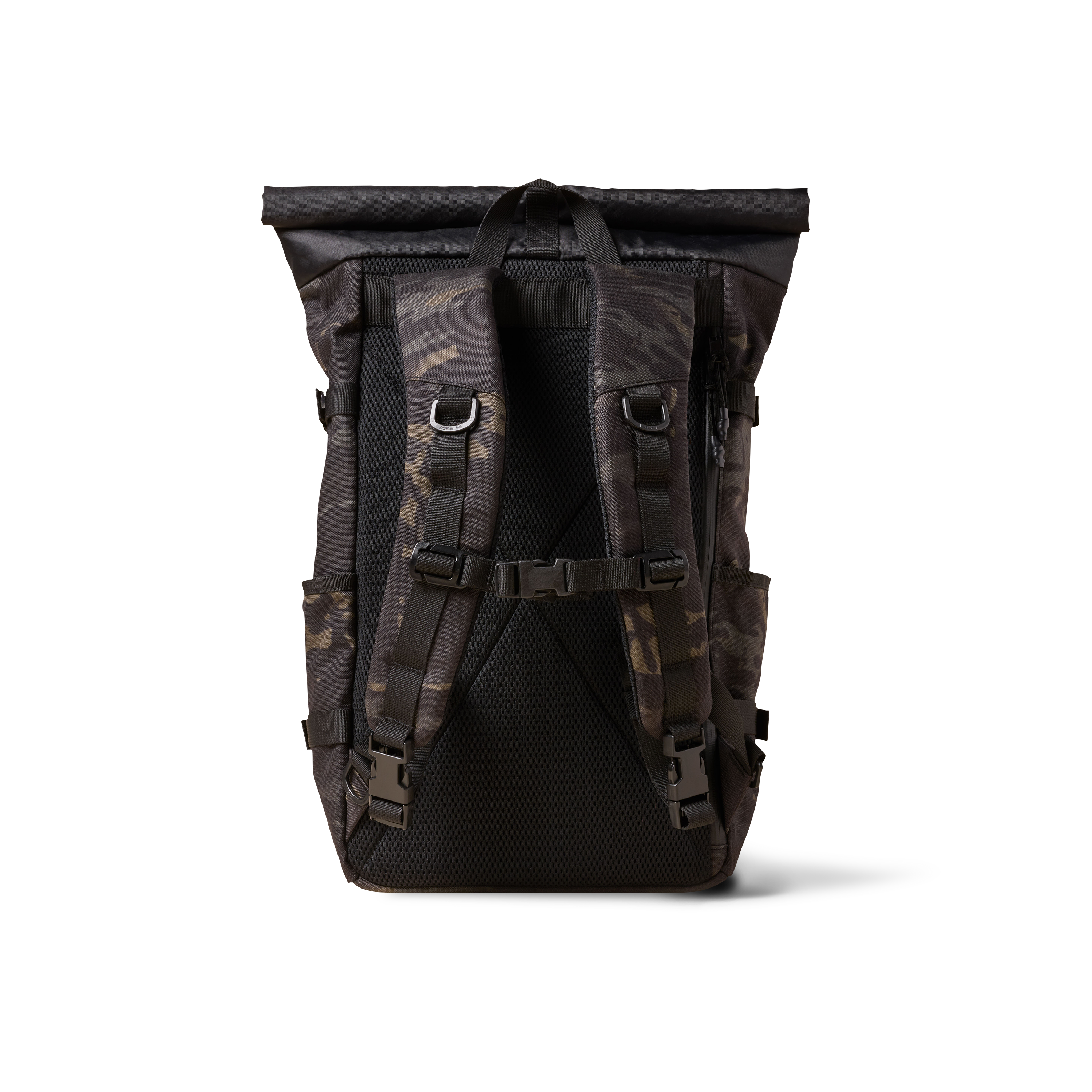The Brown Buffalo Rolltop roll top backpack in Black Multicam, view 3