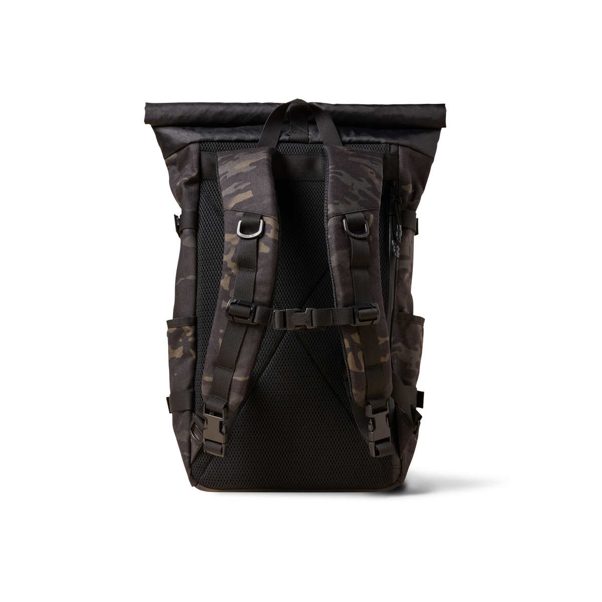 The Brown Buffalo Rolltop roll top backpack in Black Multicam, view 3