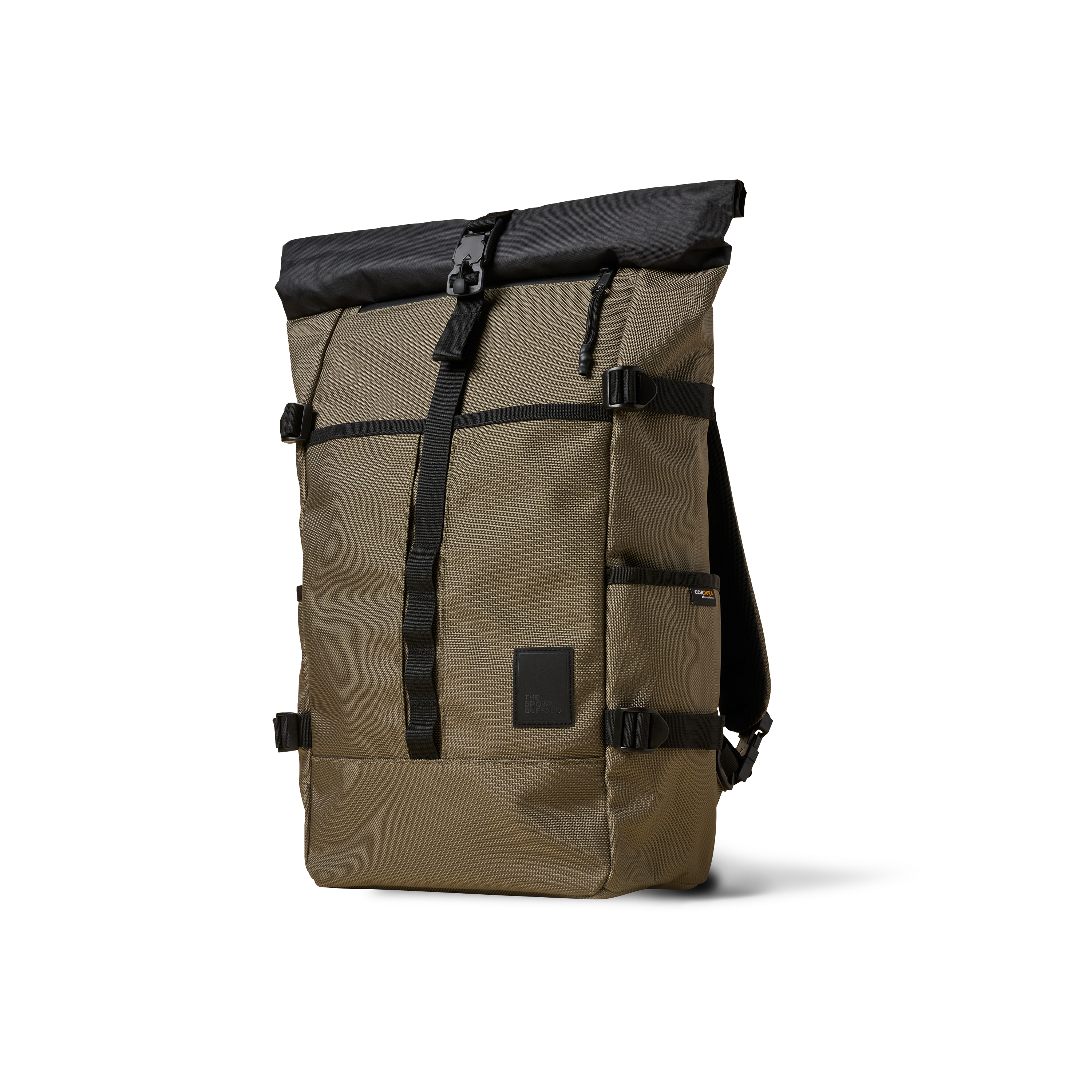 The Brown Buffalo Rolltop roll top backpack in Ranger Green Ballistic