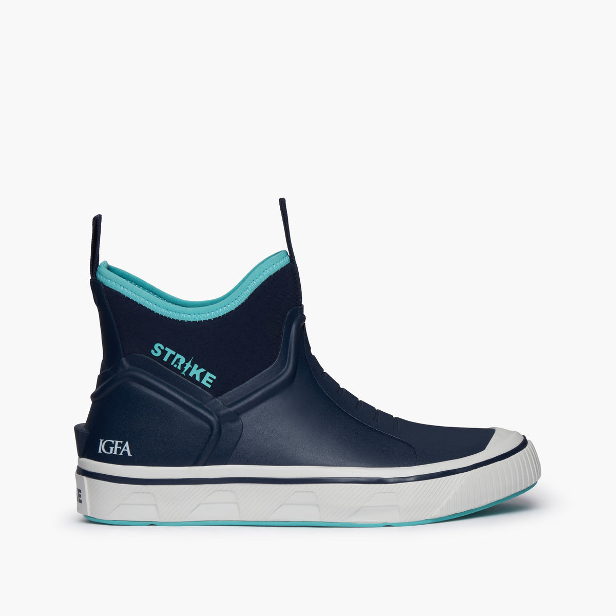 STRIKE Bigeye men's deck boot navy and aqua, image 1 of 8