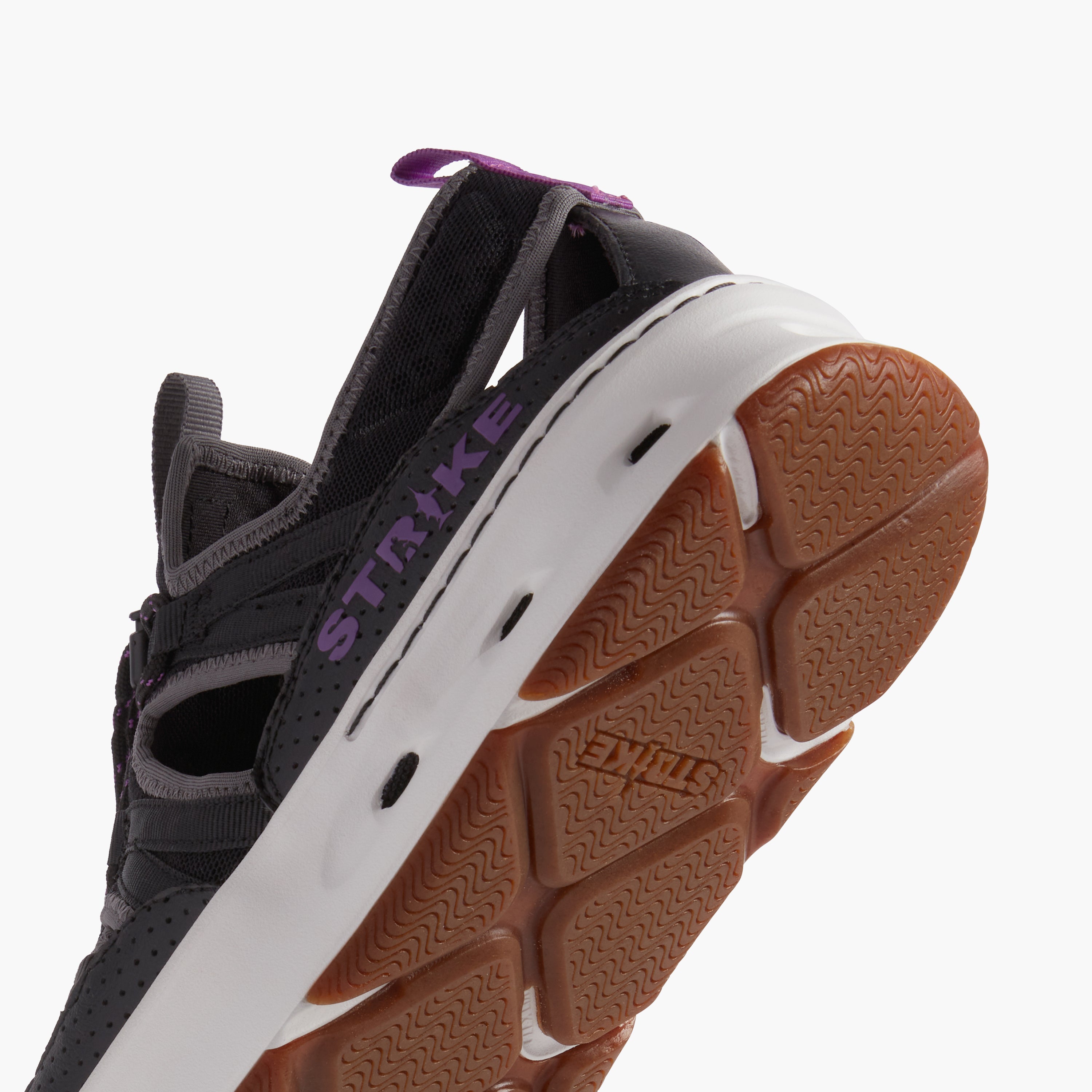 STRIKE Bluefin men's water sandal black and purple, detail view