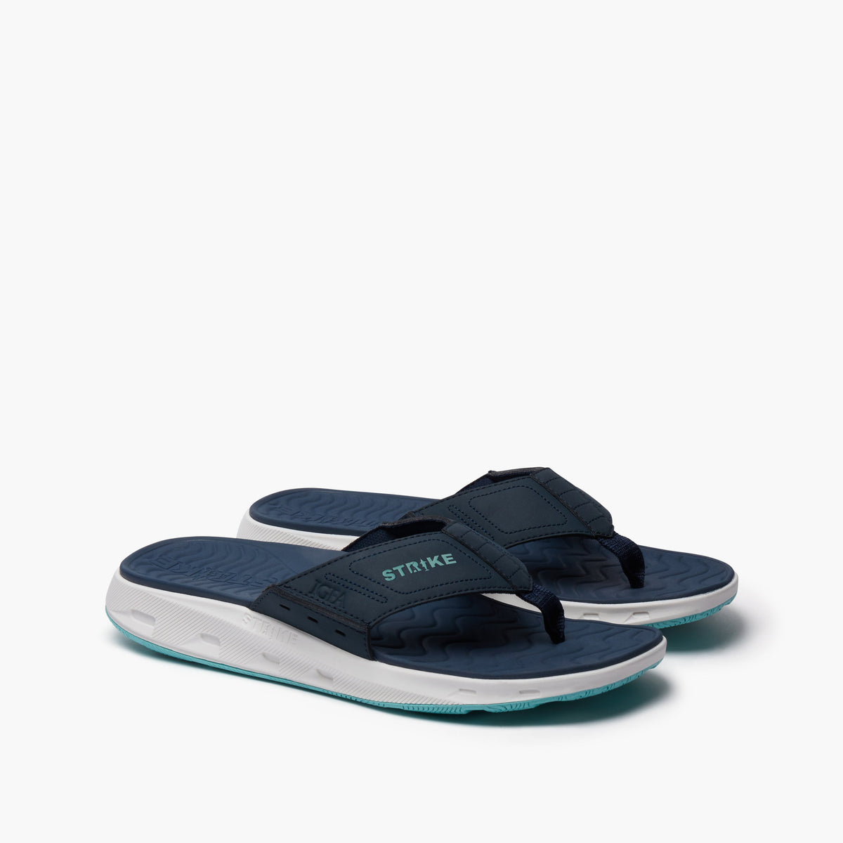 STRIKE Narrowtooth men's flip flop navy and aqua, image 4 of 8
