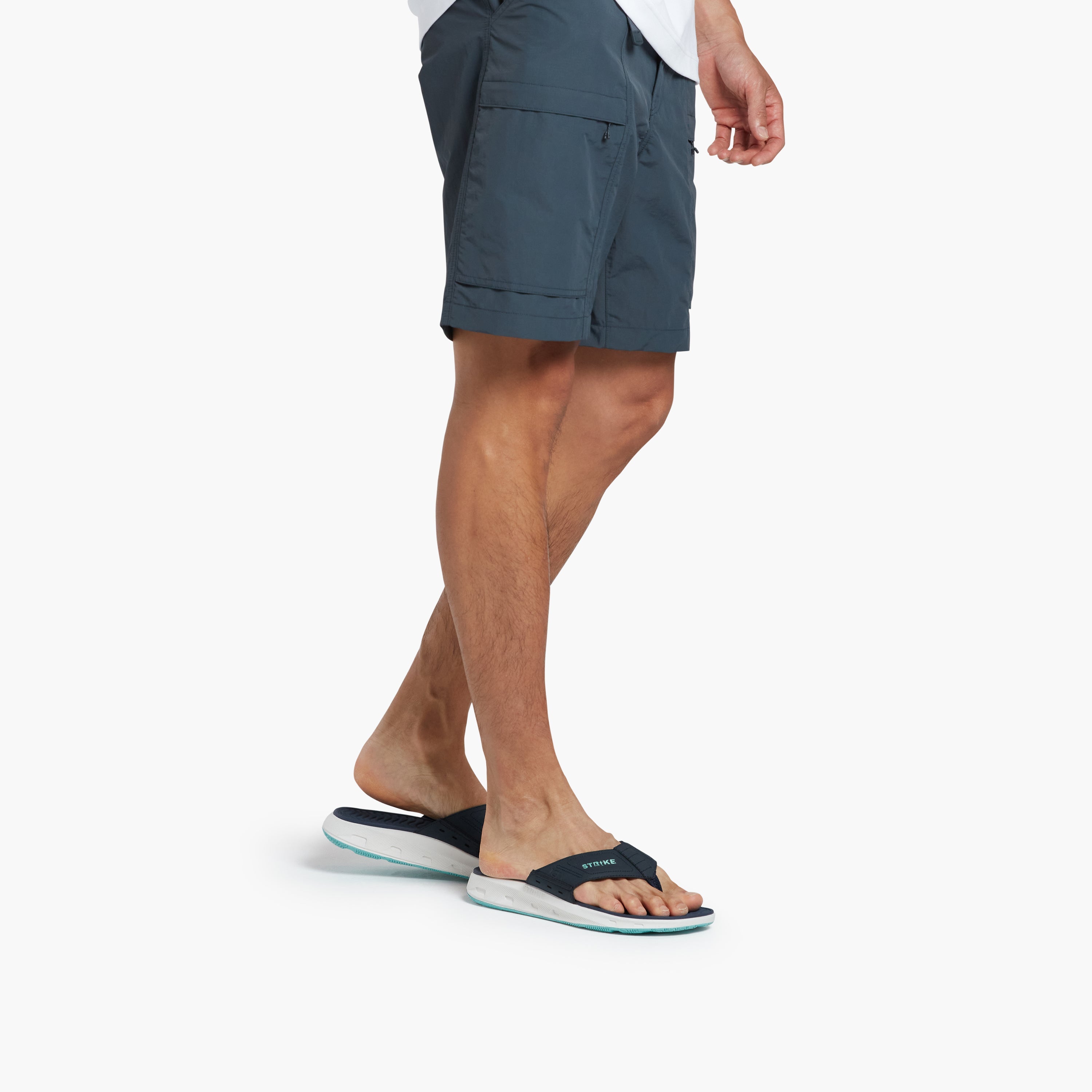 STRIKE Narrowtooth men's flip flop navy and aqua, image 2 of 8