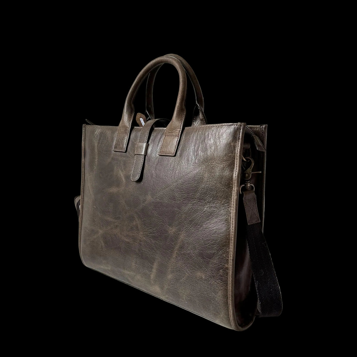 Miami Leathers Crazy Horse leather 16 inch briefcase, brown, image 3 of 9
