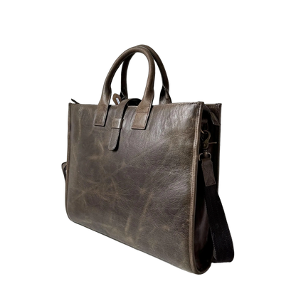 Crazy Horse Leather 16 Inch Briefcase, Brown