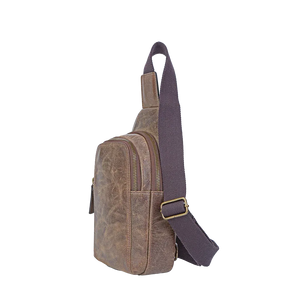 Crazy Horse Leather Sling Bag, Brown Small