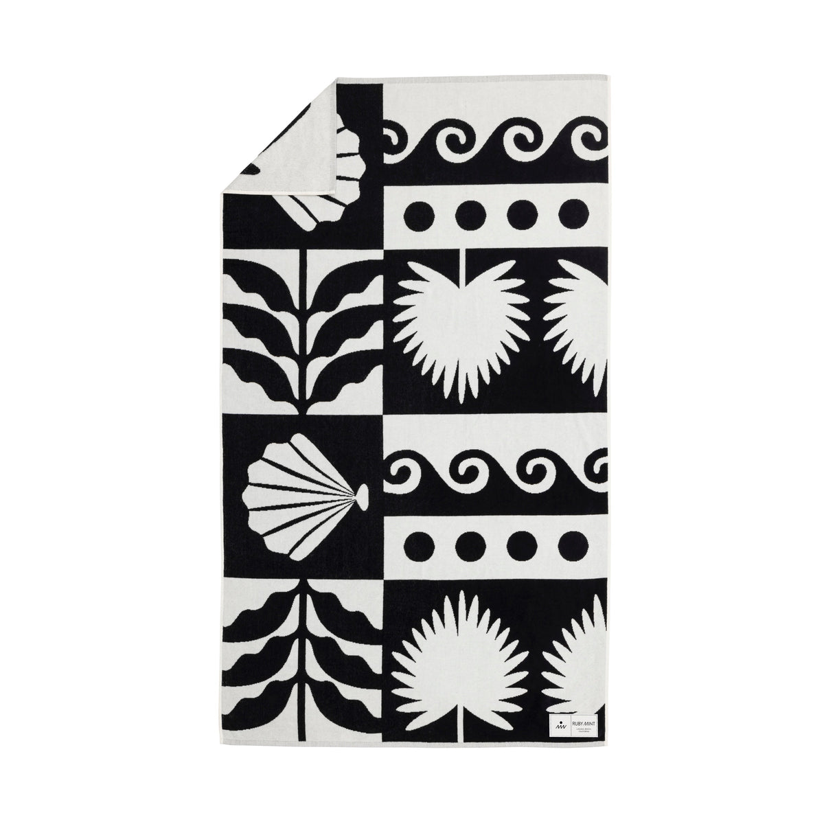Ruby Mint Sifnos black and white cotton beach towel, image 2 of 2