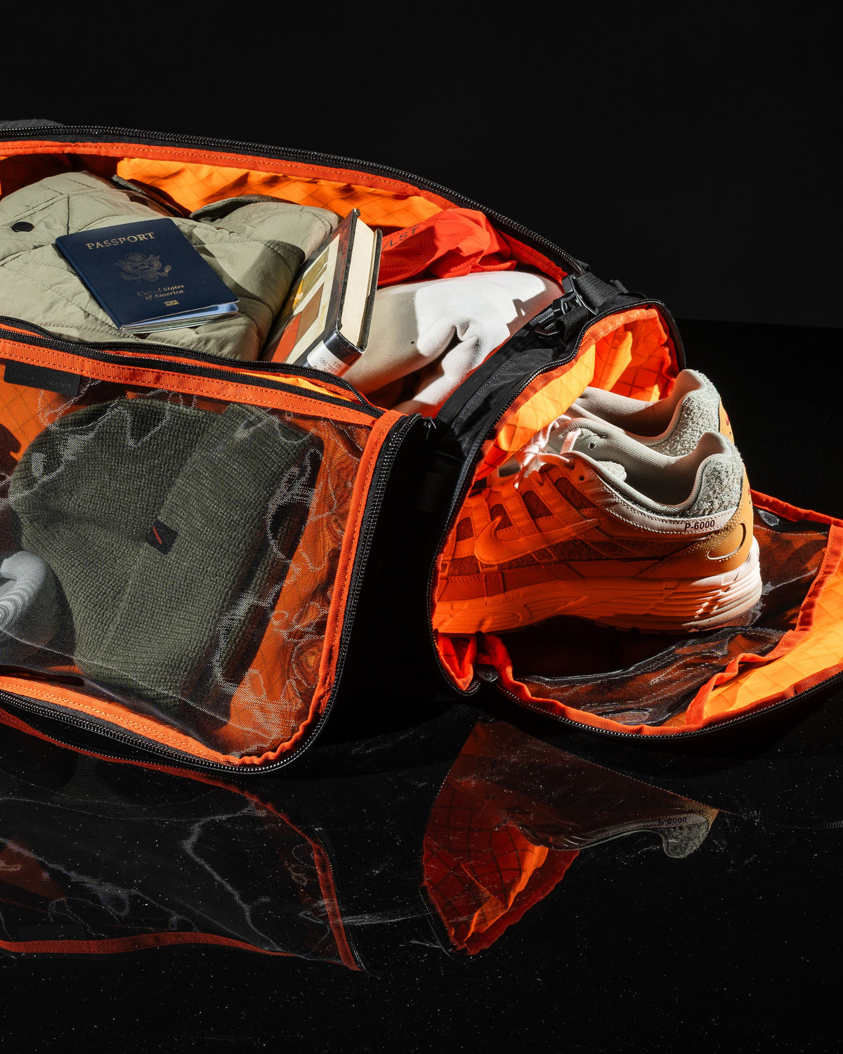 The Brown Buffalo Duffalo 50L travel duffel, lifestyle shot