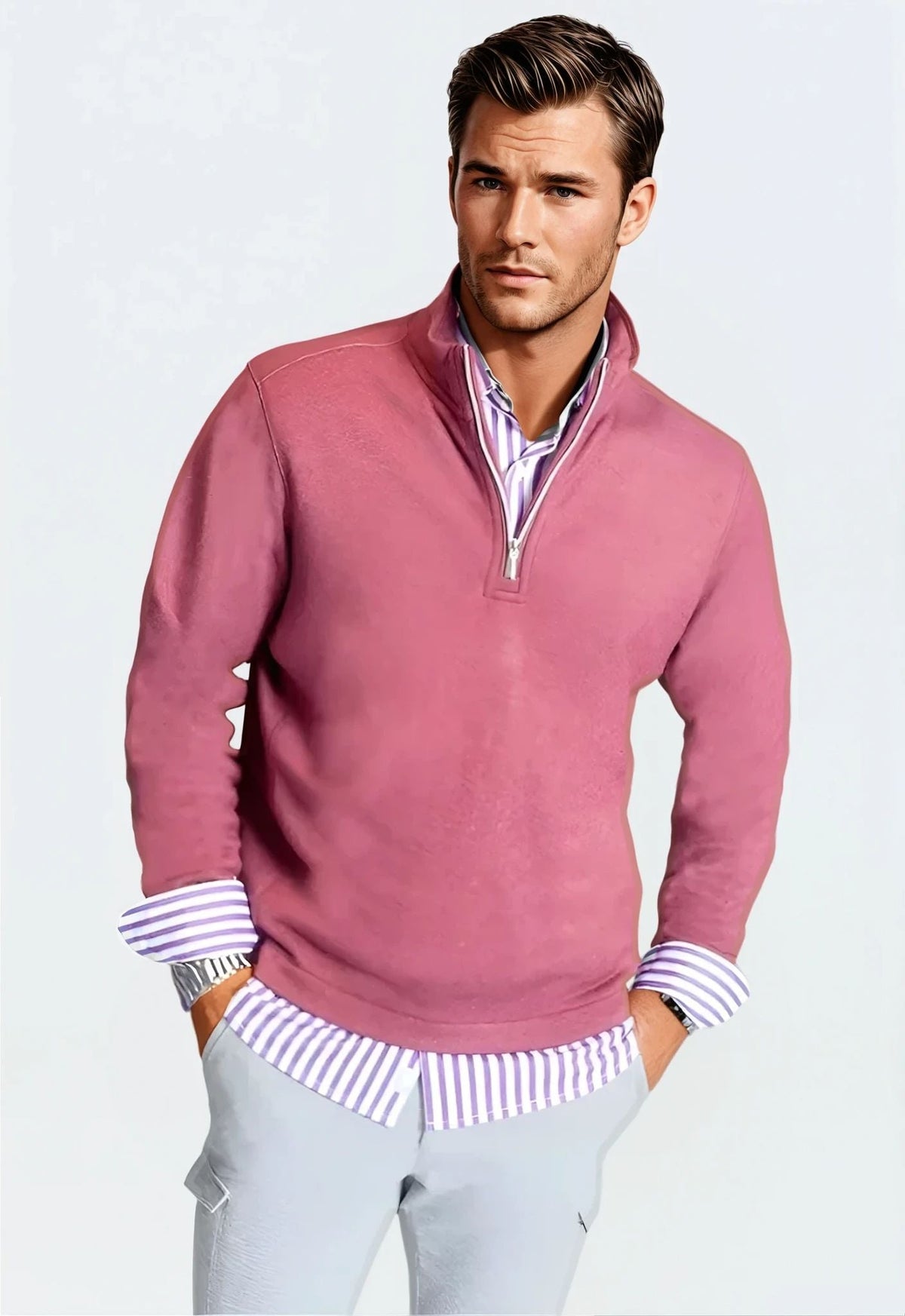 Buki Men's Voey Quarter Zip Sweatshirt in Wine