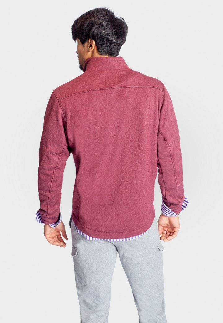 Buki Men's Voey Quarter Zip Sweatshirt in Wine, view 7