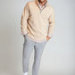 Buki Men's Voey Quarter Zip Sweatshirt in Camel, view 3