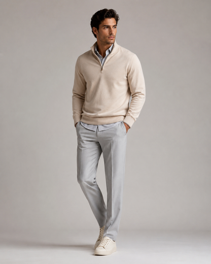 Buki Men's Voey Quarter Zip Sweatshirt in Camel