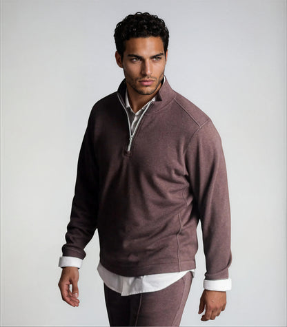 Buki Men's Voey Quarter Zip Sweatshirt in Espresso