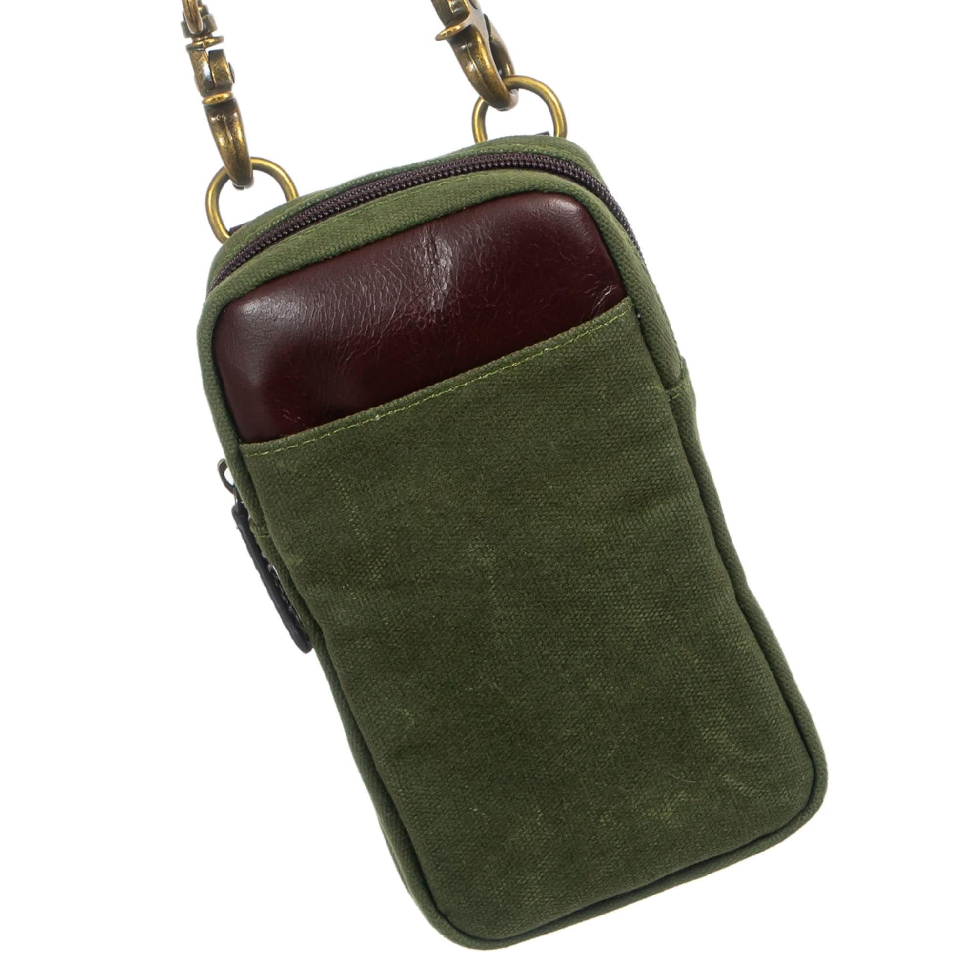 Miami Leathers Maxwell waxed canvas crossbody phone pouch, image 1 of 8
