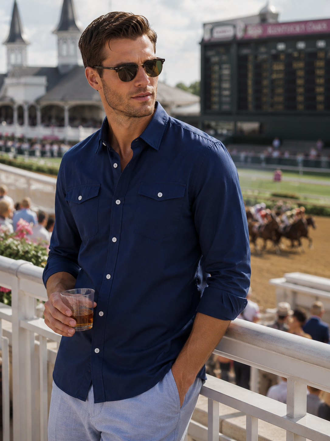 Buki CINQO Western Tech Shirt in Navy, view 2