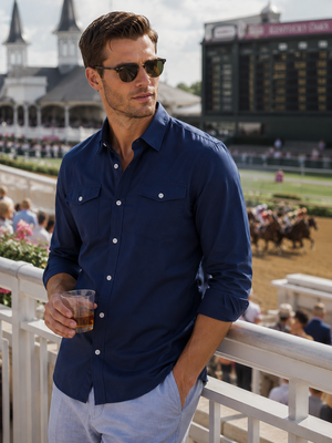 Buki CINQO Western Tech Shirt in Navy, view 2