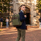 Miami Leathers Maxwell waxed canvas and leather laptop backpack, detail
