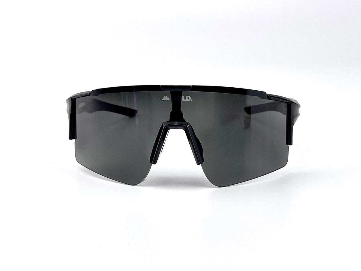 BOLD Wavelength photochromic shield sunglasses in black, view 2