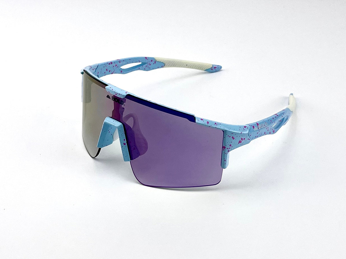 BOLD Wavelength photochromic shield sunglasses in blue, view 1