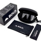 BOLD Flux wrap sunglasses in black with the BOLD box, zip case and cleaning pouch