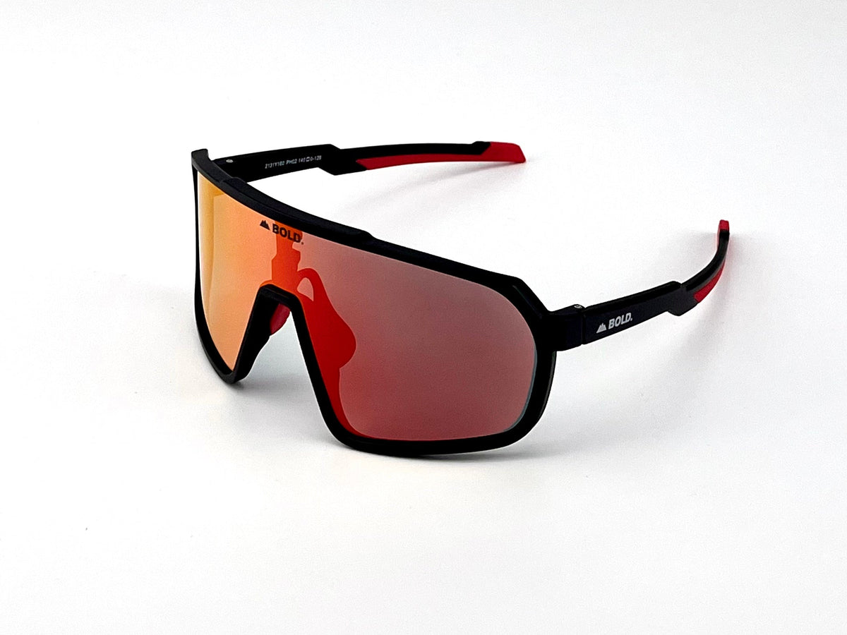 BOLD Slayers oversized photochromic sunglasses in red and black, view 1