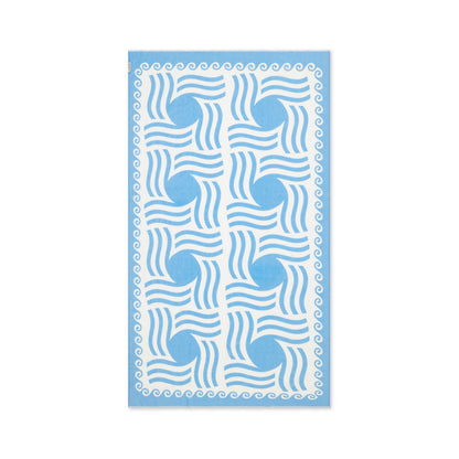 Ruby Mint Mykonos cotton pareo, Aegean blue and white sun pattern, image 2 of 2