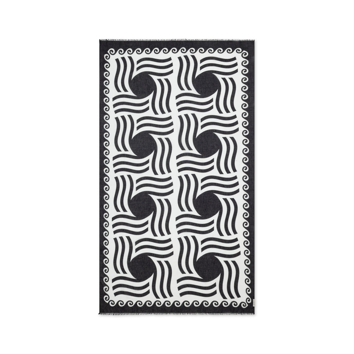 Ruby Mint Mykonos cotton pareo, midnight black and white sun pattern, image 2 of 4