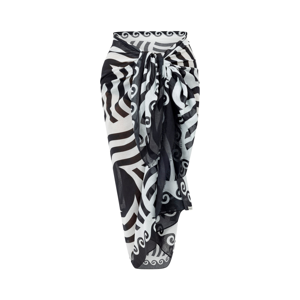 Ruby Mint Mykonos cotton pareo, midnight black and white sun pattern, image 3 of 4