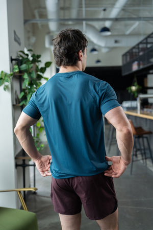 Alyth Active ALIVE Strong Tee in Stealth Blue, back view