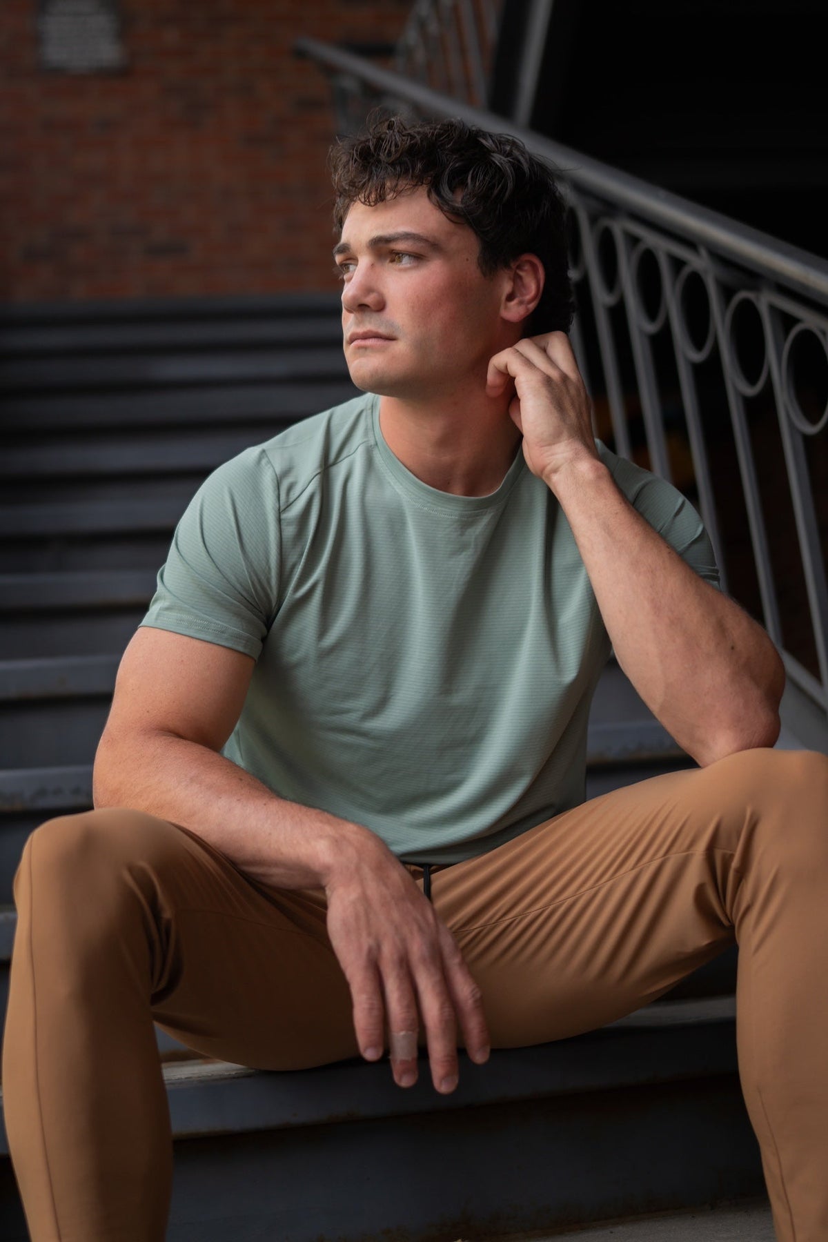 Alyth Active ALIVE Strong Tee in Stealth Blue, side view