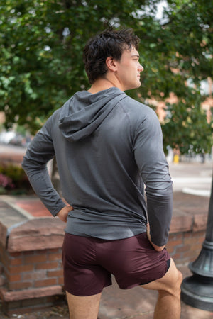 Alyth Active Brilliant V2 Hooded Long Sleeve in Dark Grey, back view
