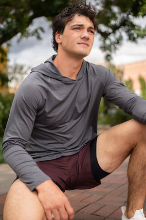 Alyth Active Brilliant V2 Hooded Long Sleeve in Dark Grey, front view
